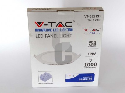 Панел LED - 12W - Кръгъл -V-TAC-